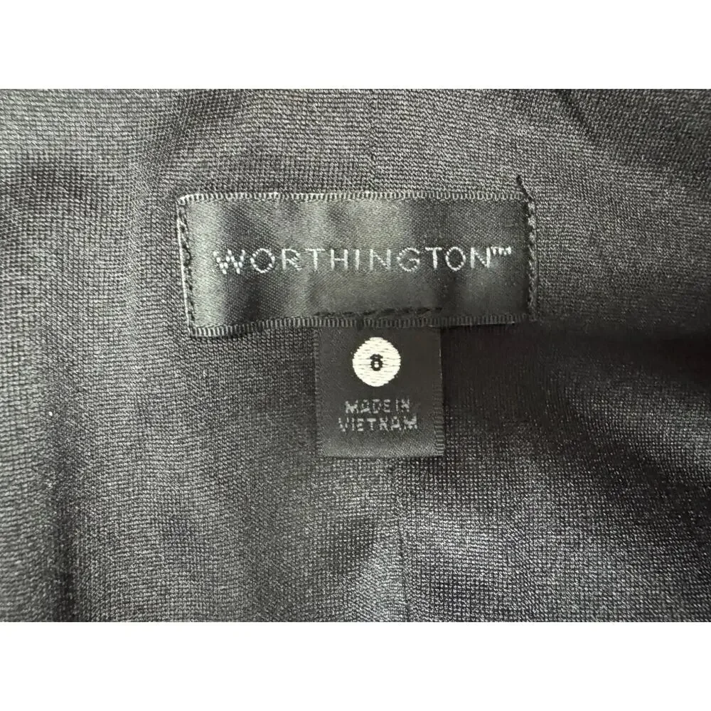 Worthington Womens 8 Black Silver Metallic Pencil Mini Skirt Business‎ Casual